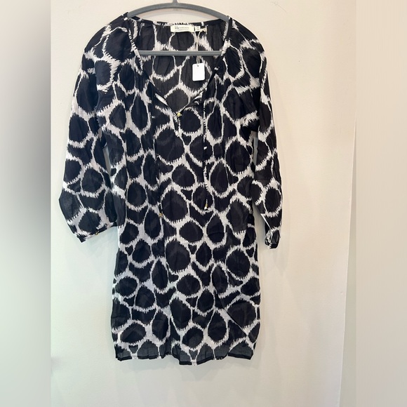 Cotton Caftan /Coverup in Chic Ikat Pattern - Picture 4 of 4